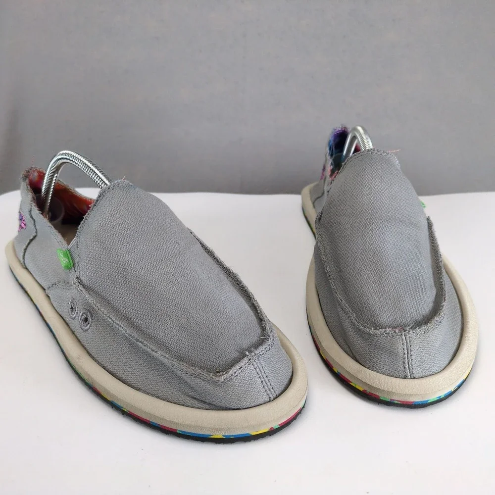 Sanuk Grateful Dead Vagabond Sidewalk Surfer Gray Slip On Shoes Womens 11 Mens 9
